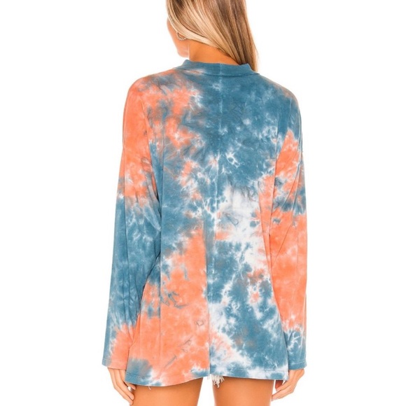 Free People Oversized Tie Dye Pink Blue Tee Shirt - Picture 3 of 16